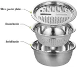 3-in-1 Stainless Steel Multifunctional Bowl – Grater, Slicer, Colander & Salad Maker - Image 6