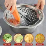 3-in-1 Stainless Steel Multifunctional Bowl – Grater, Slicer, Colander & Salad Maker - Image 7