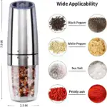 Automatic Electric Gravity Induction Salt and Pepper Grinder Set - Image 2
