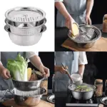3-in-1 Stainless Steel Multifunctional Bowl – Grater, Slicer, Colander & Salad Maker - Image 2