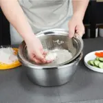 3-in-1 Stainless Steel Multifunctional Bowl – Grater, Slicer, Colander & Salad Maker - Image 5
