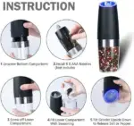 Automatic Electric Gravity Induction Salt and Pepper Grinder Set - Image 10